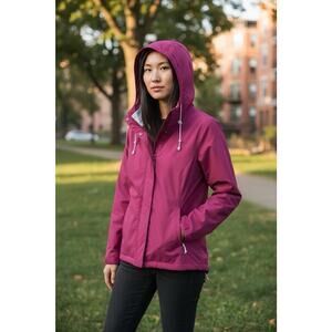 FREE COUNTRY Womens Rain Jacket MEDIUM Purple Windbreaker Lightweight Outdoor